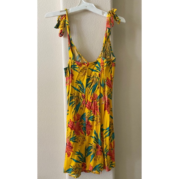 Yellow Tropical Tie-Strap Mini Dress - Picture 4 of 4